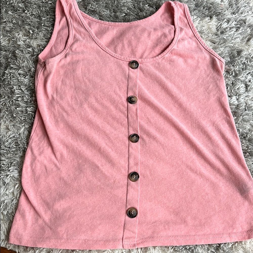 Pink Button-Down Tank Top